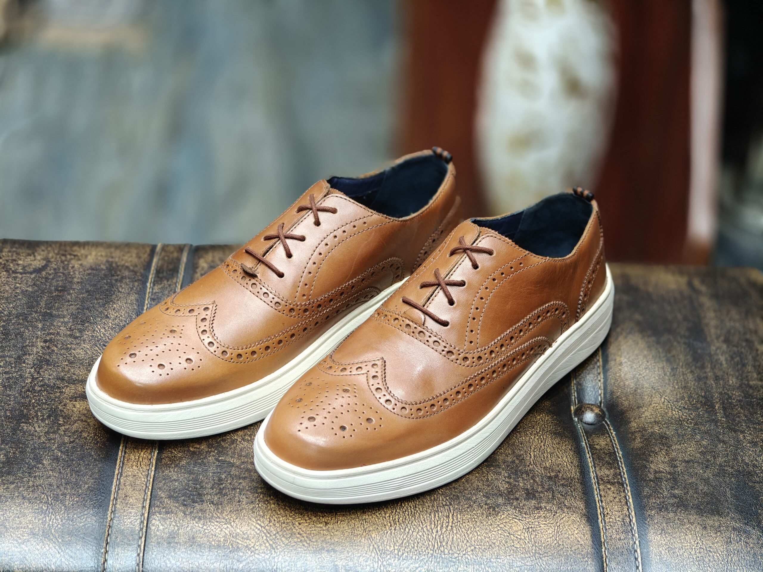 COLEHAAN British Tan Double Zero Grand 360 Series Brogues – Timeless Elegance with Modern Comfort