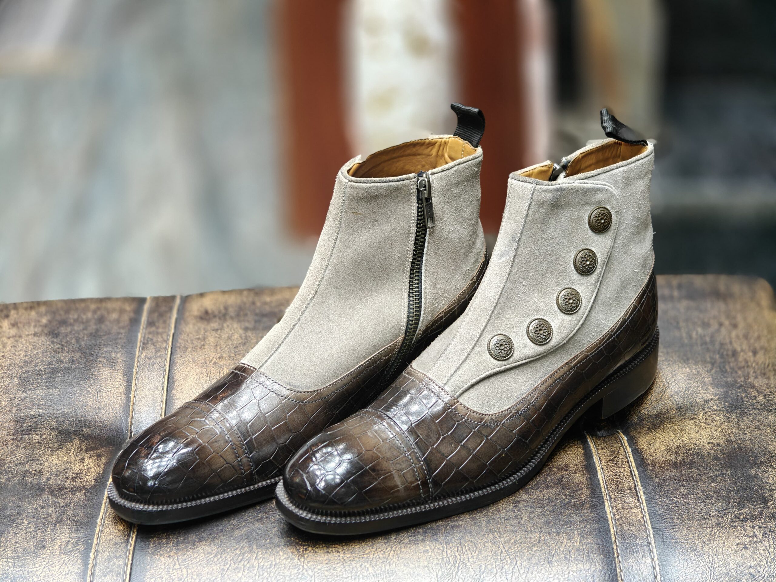 Melvin & Hamilton Limited Edition High-End Side Chain Patina Croc Boot - A Luxury Statement Piece